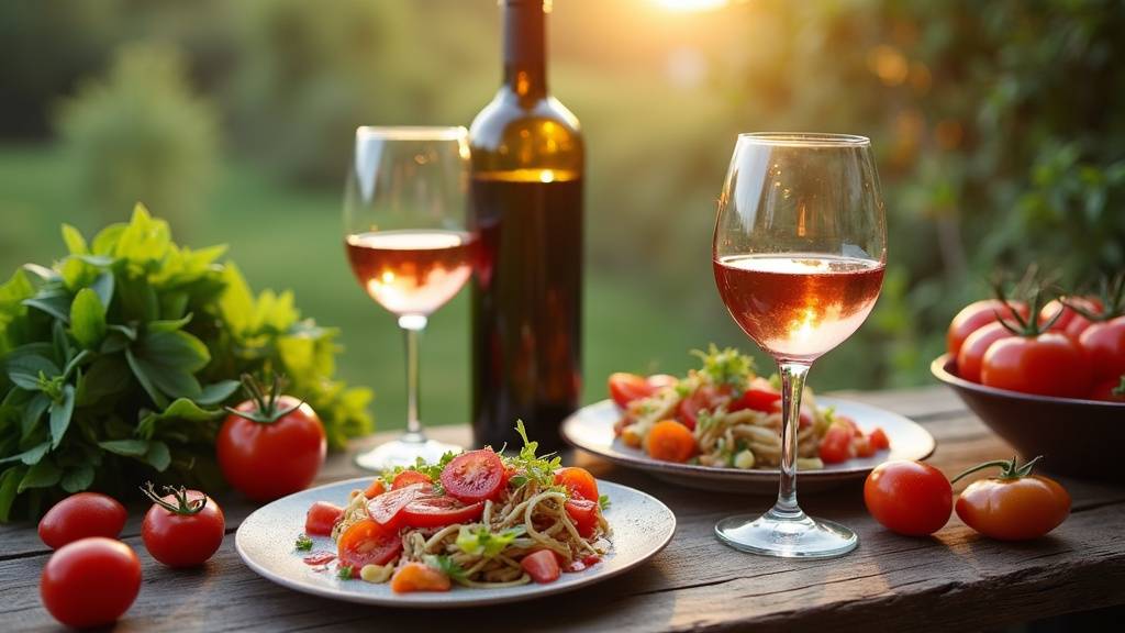 Vignoble méditerranéen au coucher du soleil