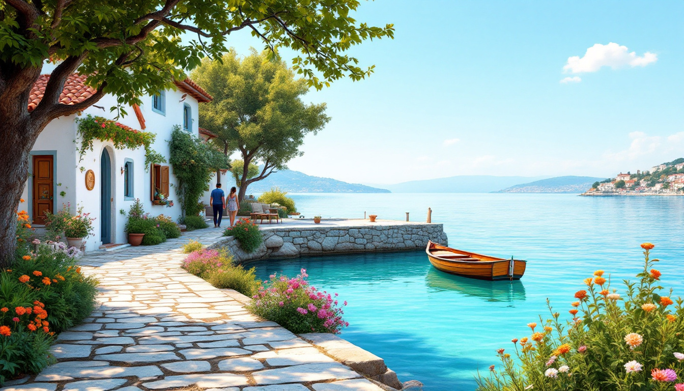 Vue aérienne de l'île de Marmara avec ses paysages verdoyants et ses eaux turquoises