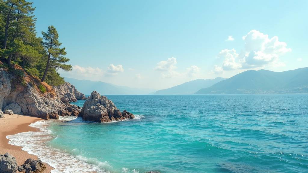 Vue aérienne de l'île Gökçeada avec ses côtes rocheuses et ses villages pittoresques