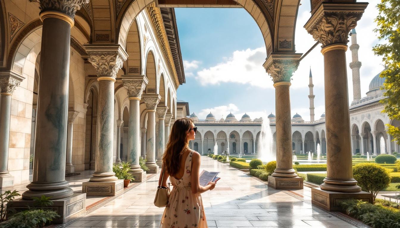 Vue panoramique du Palais de Topkapi avec le Bosphore en arrière-plan