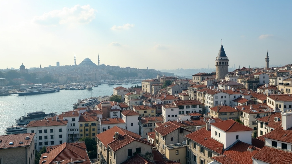 Vue imprenable sur le Bosphore et les monuments d'Istanbul depuis la Tour de Galata